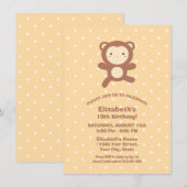 Cute Kawaii Cartoon Monkey Boy Kids Birthday Party Kaart (Voorkant / Achterkant)