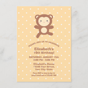 Cute Kawaii Cartoon Monkey Boy Kids Birthday Party Kaart