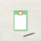 Cute Kawaii Cartoon Monkey Green Polka Dots Post-it® Notes (Op bureau)