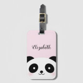 Cute Kawaii Cartoon Panda Beer Aangepaste naam Roz Bagagelabel (Voorkant (verticaal))