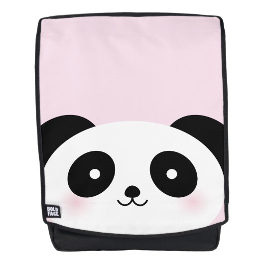 Cute Kawaii Cartoon Panda Beer Face Pink Rugtassen (Voorkant)