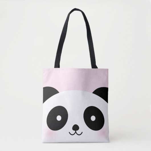 Cute Kawaii Cartoon Panda Beer Face Pink Tote Bag (Voorkant)