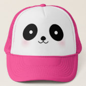 Cute Kawaii Cartoon Panda Beer Face Pink Trucker Pet (Voorkant)