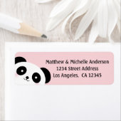Cute Kawaii Cartoon Panda Beer Roze adres Etiket (Insitu)