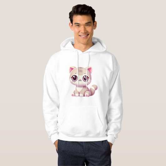 Cute Kawaii Cat Adorable Pastel Pink Kitty Design Hoodie (Voorkant volledig)