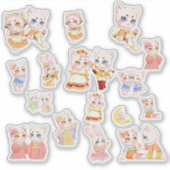 Cute Kawaii Cat and Bunny Stickers (Voorkant)