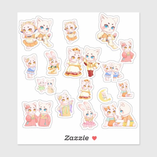 Cute Kawaii Cat and Bunny Stickers (Vel)