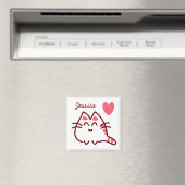 Cute Kawaii Cat and Heart Personalized Magneet (Insitu (Vaatwasser))