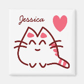 Cute Kawaii Cat and Heart Personalized Magneet (Voorkant)