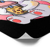 Cute Kawaii Cat Boba Tea Anime Kitten Gift Kinder  Poster (Hoek)