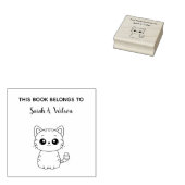 Cute Kawaii Cat Book Belangen Personaliseren Boekp Rubberstempel (Gestempeld)