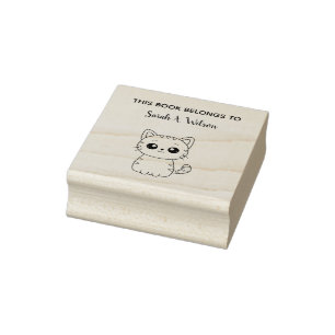 Cute Kawaii Cat Book Belangen Personaliseren Boekp Rubberstempel
