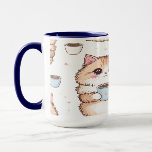 Cute Kawaii Cat Coffee Mug - Cat Lover Gift - Pers Mok (Links)