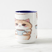 Cute Kawaii Cat Coffee Mug - Cat Lover Gift - Pers Mok (Midden)