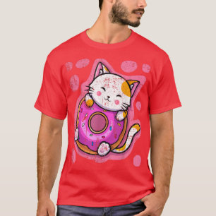 Cute Kawaii Cat Donut Japans Anime Women of Girl T-shirt