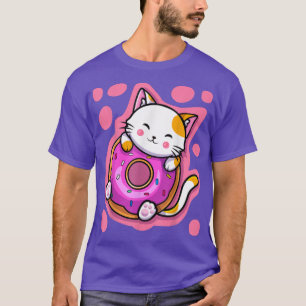 Cute Kawaii Cat Donut Japans Anime Women of Girl T-shirt