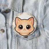 Cute Kawaii Cat Face Button (In situ)
