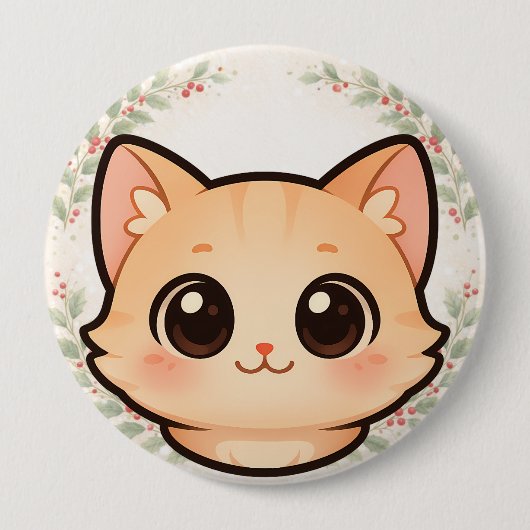 Cute Kawaii Cat Face Button (Voorkant)