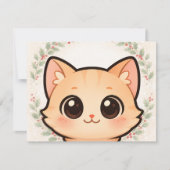 Cute Kawaii Cat Face Invitation Kaart (Voorkant)