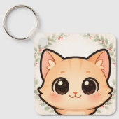 Cute Kawaii Cat Face Keychain (Voorkant)