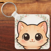 Cute Kawaii Cat Face Keychain (Voorkant)
