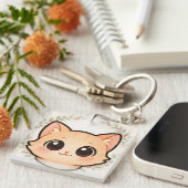 Cute Kawaii Cat Face Keychain (Voorkant Rechts)