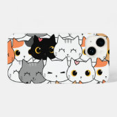 Cute Kawaii Cat Faces Pattern  iPhone Hoesje (Achterkant horizontaal)