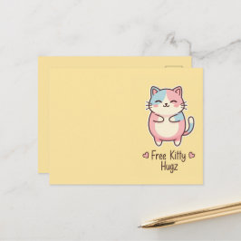 Cute Kawaii Cat Free Pup Hugz Pastel  Briefkaart