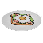 Cute Kawaii Cat Fried Egg on Toast Illustration Snijplank (Hoek)