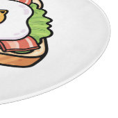 Cute Kawaii Cat Fried Egg on Toast Illustration Snijplank (Hoek)