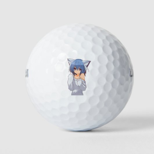 Cute Kawaii Cat girl Waifu Golfballen (Voorkant)