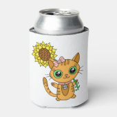 Cute Kawaii Cat Holding Flower Blikjeskoeler (Blikje Voorkant)