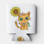 Cute Kawaii Cat Holding Flower Blikjeskoeler (Achterkant)