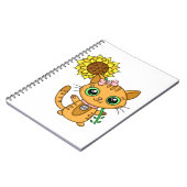 Cute Kawaii Cat Holding Flower Notitieboek (Linkerzijde)