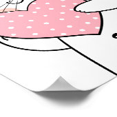 Cute Kawaii Cat Holding Heart Positive Gezegden Poster (Hoek)