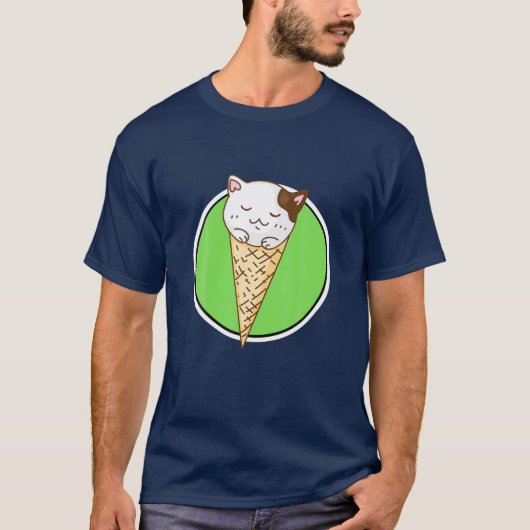 Cute Kawaii Cat Ice Cream T-shirt (Voorkant)