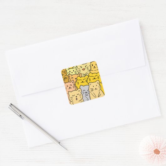 Cute Kawaii Cat Illustration Stickers (Envelop)