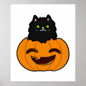 Cute Kawaii Cat in Pumpkin Poster (Voorkant)