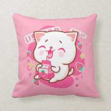 Cute Kawaii Cat Japanse aardbeienmelk
