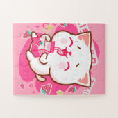 Cute Kawaii Cat Japanse aardbeienmelk Legpuzzel (Horizontaal)