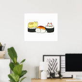 Cute Kawaii Cat-lifornia Sushi Roll Poster (Thuiskantoor)