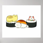 Cute Kawaii Cat-lifornia Sushi Roll Poster (Voorkant)