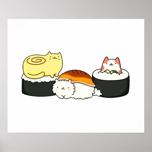 Cute Kawaii Cat-lifornia Sushi Roll Poster (Voorkant)