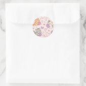Cute Kawaii Cat Love Yarn Pattern Ronde Sticker (Tas)
