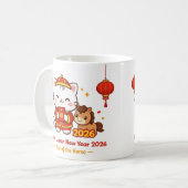 Cute Kawaii Cat Lunar New Year 2026 Mug Koffiemok (Voorkant links)