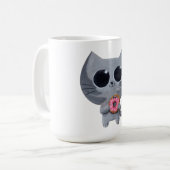 Cute Kawaii Cat met Donut Koffiemok (Voorkant links)