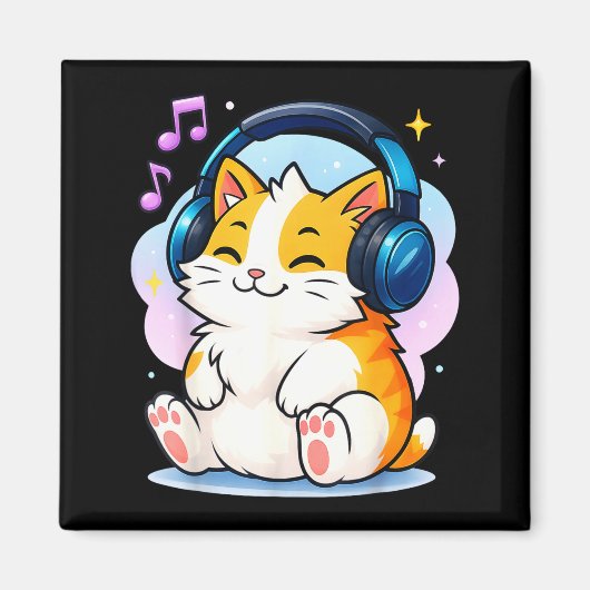 Cute Kawaii Cat Neko Funny Music Kitten Lover K-p Magneet (Voorkant)