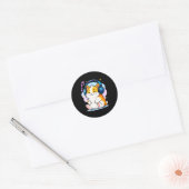 Cute Kawaii Cat Neko Funny Music Kitten Lover K-p  Ronde Sticker (Envelop)