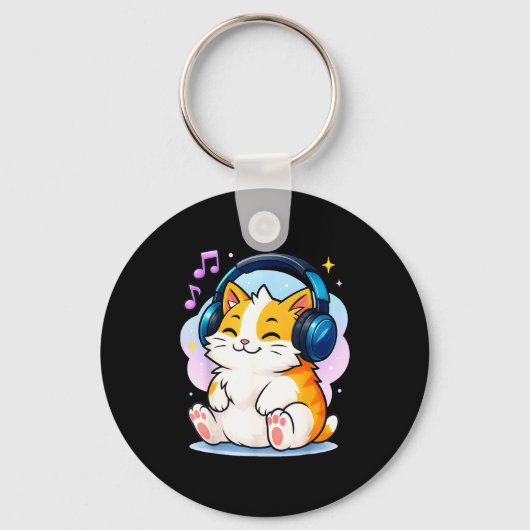 Cute Kawaii Cat Neko Funny Music Kitten Lover K-p  Sleutelhanger (Voorkant)