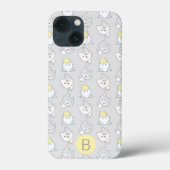 Cute Kawaii Cat Pattern Gray Yellow Monogram Case-Mate iPhone Case (Achterkant)